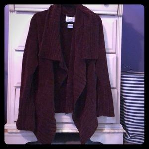 Soft maroon cardigan sweater
